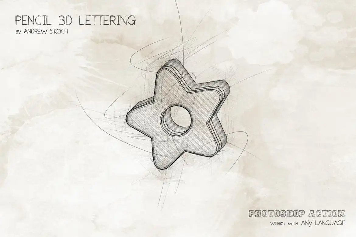 Pencil 3D Lettering - Photoshop Action