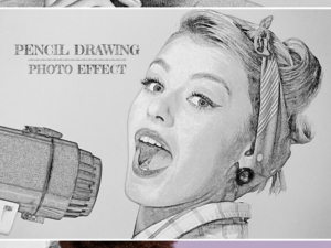 pencil drawing photo effect mockup