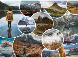 photo collage circle frame effect mockup