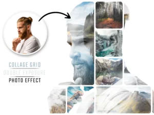 photo collage double exposure album effect mockup 1