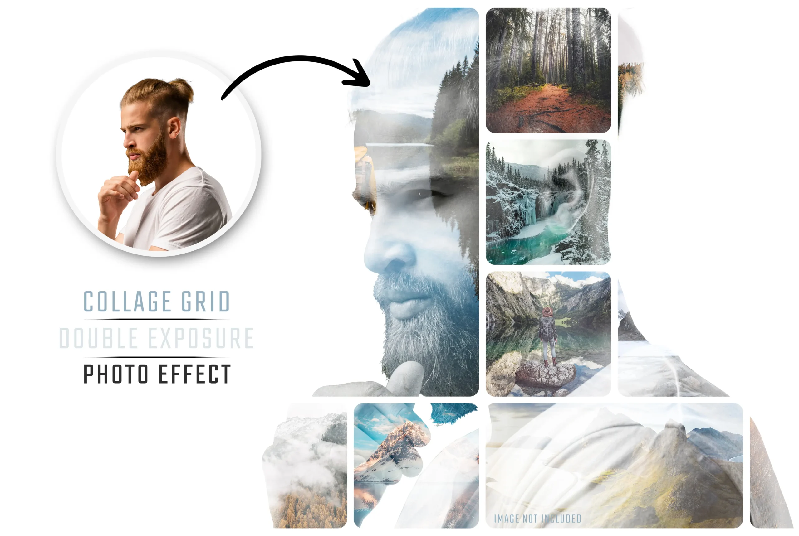 Photo Collage Double Exposure Album Effect Mockup 1