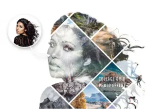 photo collage double exposure album effect mockup