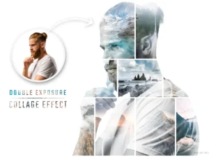 photo collage double exposure effect mockup 2