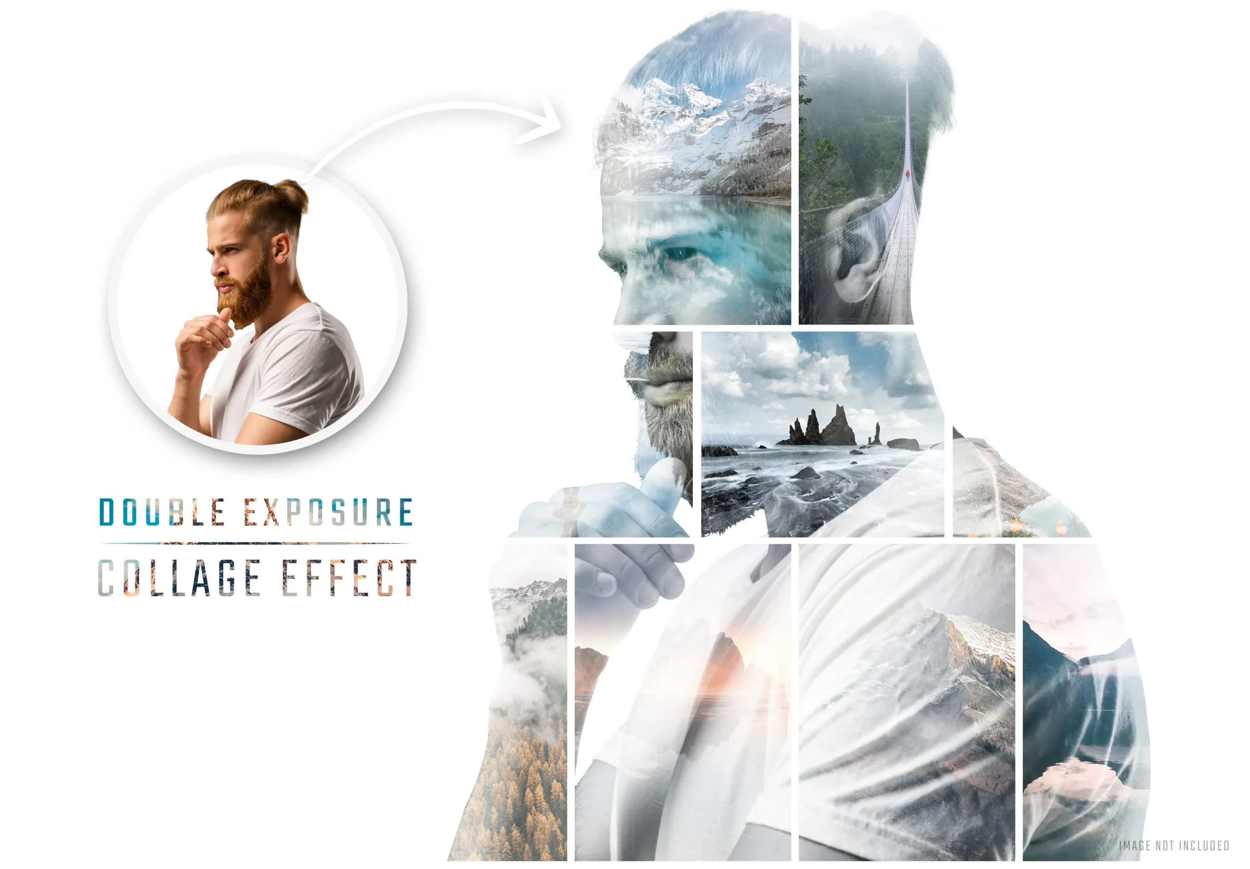 Photo Collage Double Exposure Effect Mockup 2