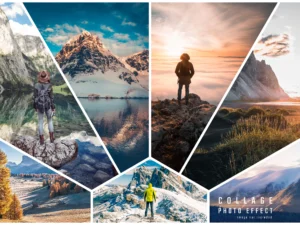 photo collage hexagon frame effect mockup 1
