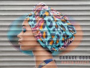 photo effect overlay on garage door texture mockup