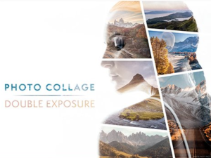 photo collage double exposure effect mockup