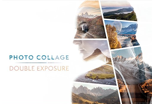 Photo Collage Double Exposure Effect Mockup