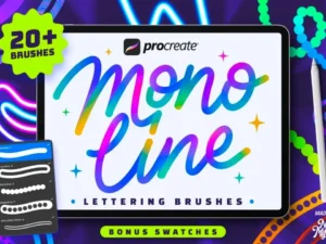 procreate monoline lettering brushes