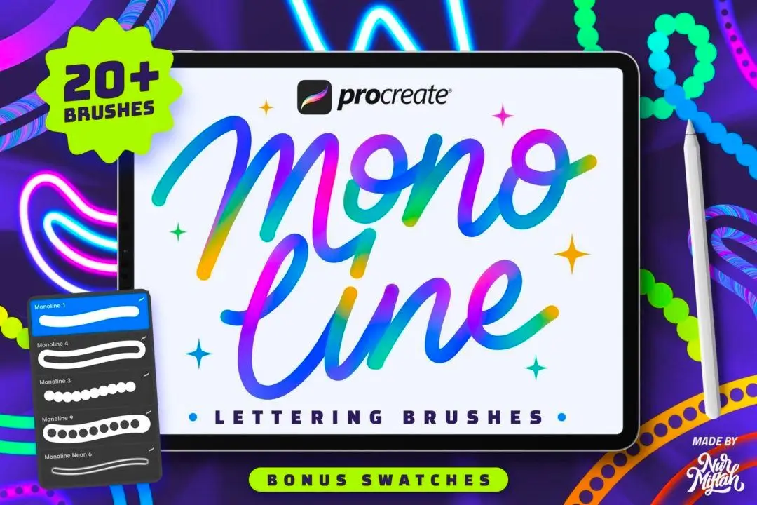 Procreate Monoline Lettering Brushes