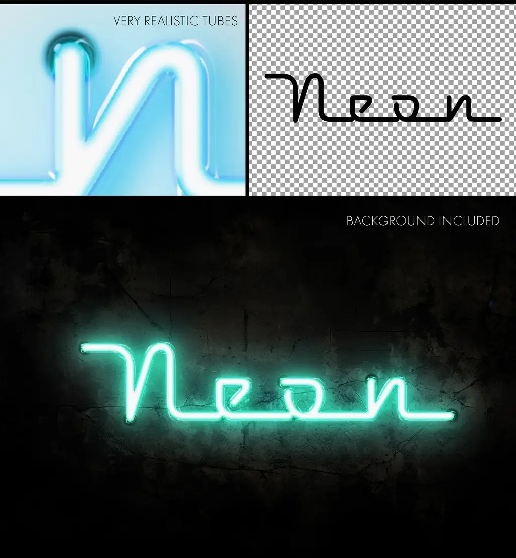 Realistic Neon Tube Light Text Effect 3 realistic neon tube light text effect 2