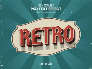 retro bold vintage 3d text effect