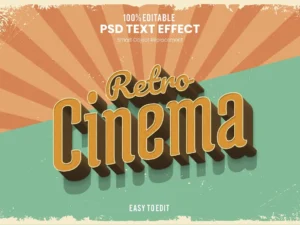 retro cinema vintage bold 3d text effect