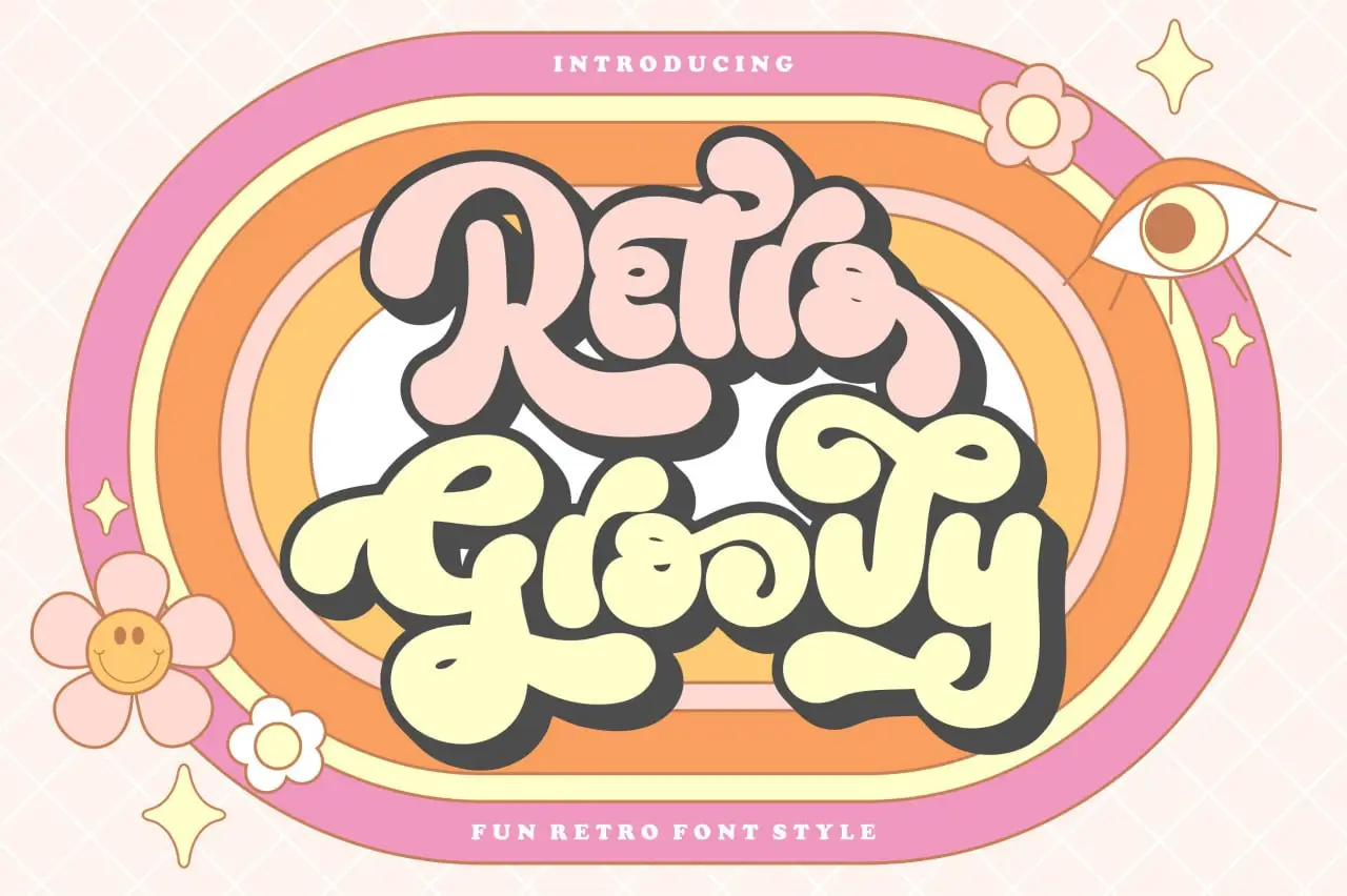 Retro Groovy Font By Tedha Studio 4 retro groovy font by tedha studio