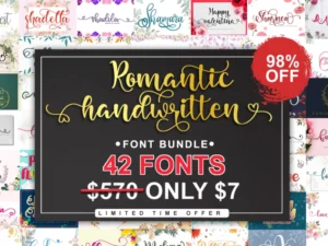 romantic handwritten fonts bundle