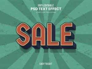 sale retro vintage 3d text effect