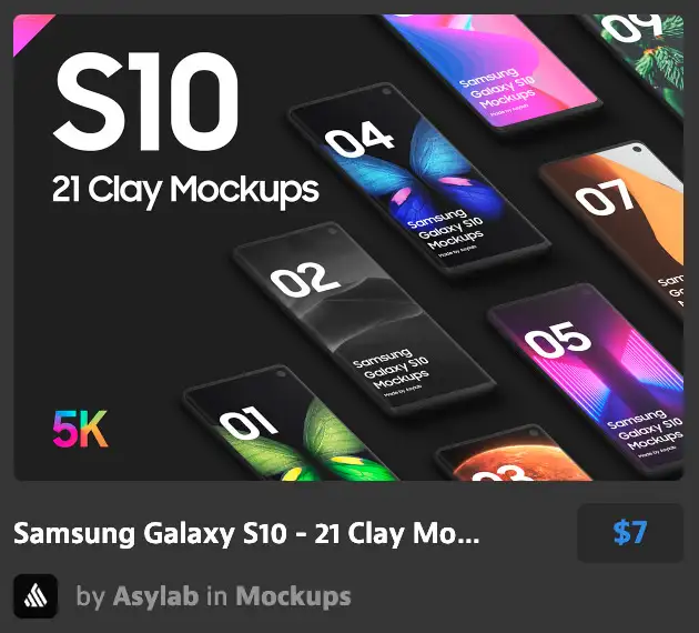 Samsung Galaxy S10 - 21 Clay Mockups