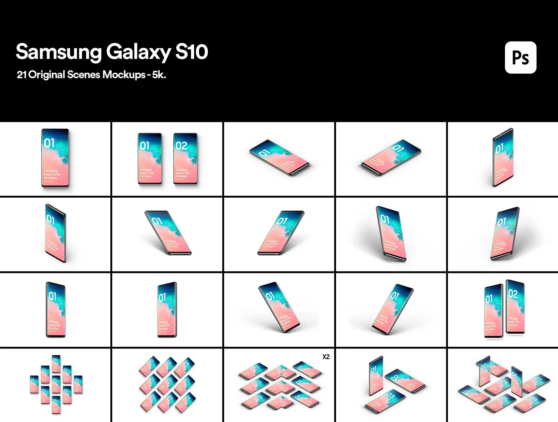 Samsung Galaxy S10 - 21 Mockups 5 samsung galaxy s10 21 mockups3