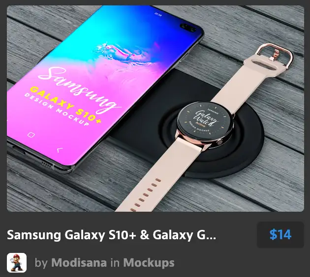 Samsung Galaxy S10+ & Galaxy Gear Mockup