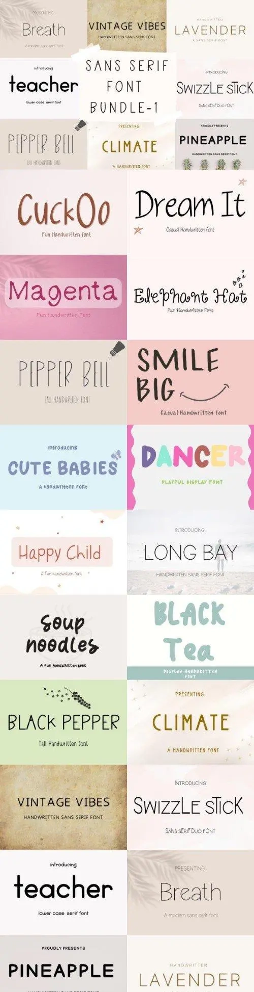 Sans Serif Handwritten Font Bundle