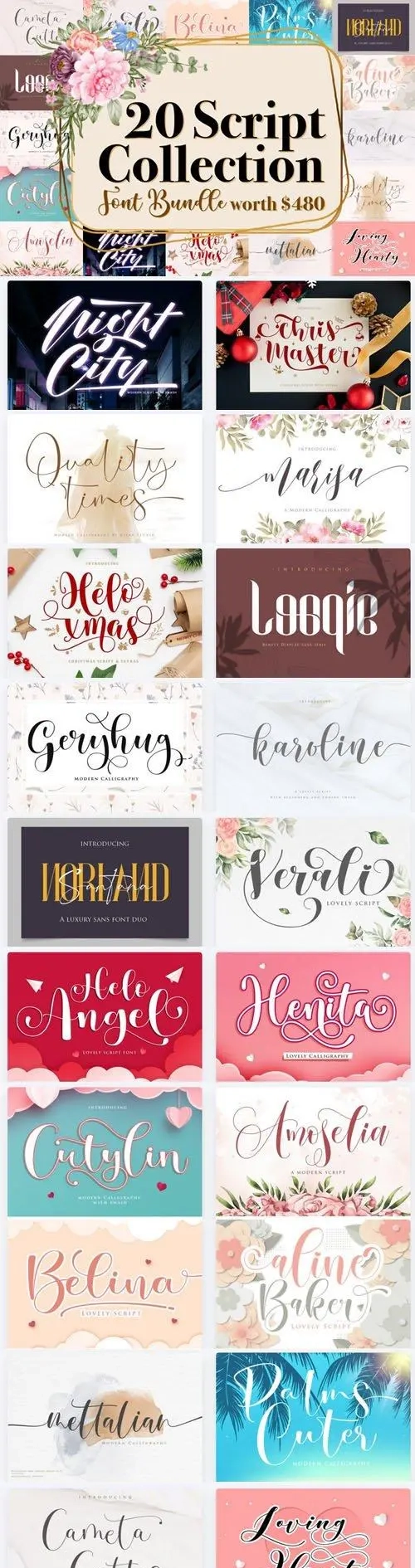 Script Fonts Bundle – 20 Premium Fonts