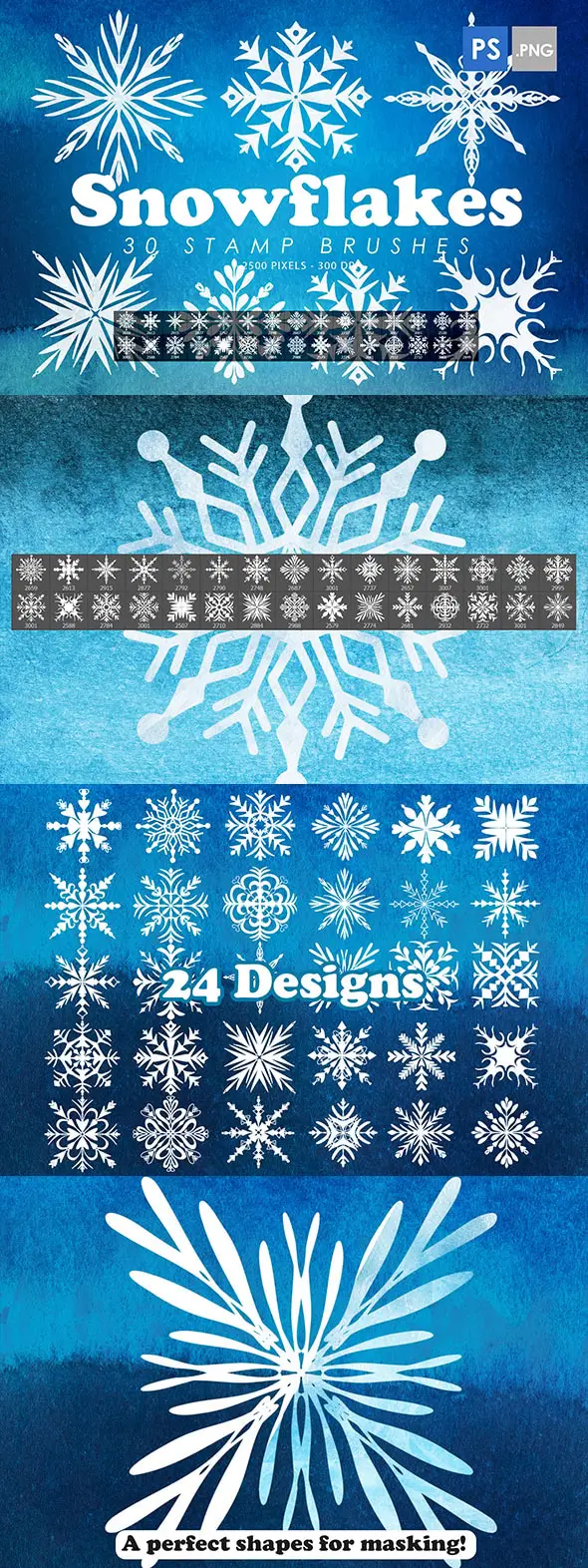 Snowflakes Photoshop Stamp Brushes 6 snowflakes photoshop stamp brushes