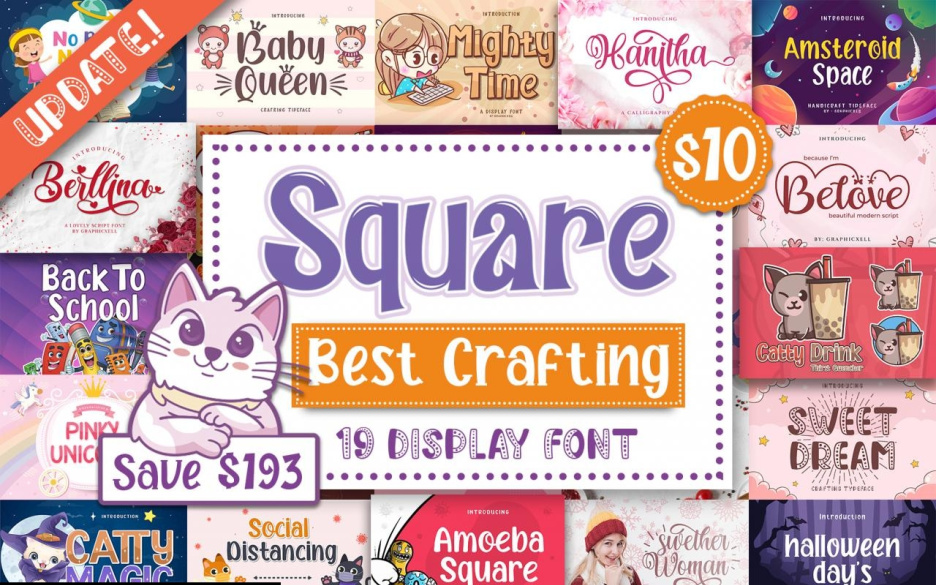 Square Bundle – 18 Best Crafting Display Fonts