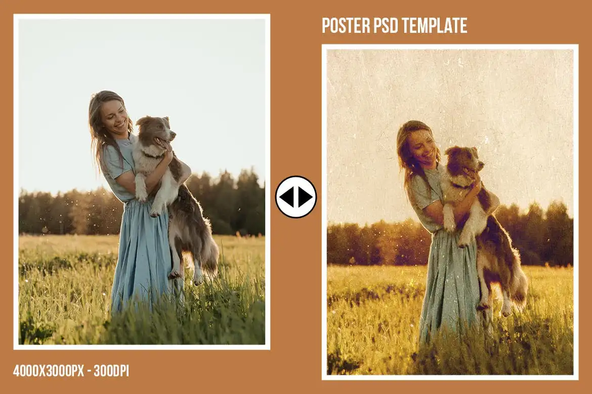 Adobe Photoshop Square Poster Actions and Templates Bundle - 2 Items 3 square poster expired old film effects