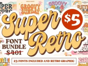super retro font and graphics bundle