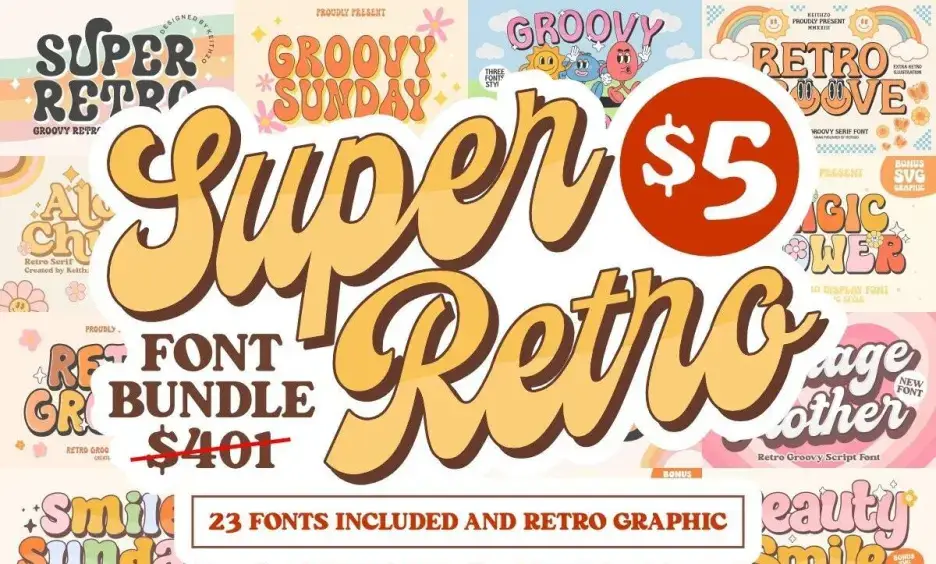 Super Retro Font And Graphics Bundle