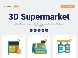 supermarket 3d icons