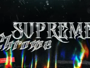 supreme chrome reflective text effect 2