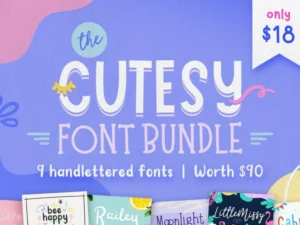 the cutesy font bundle 9 fonts