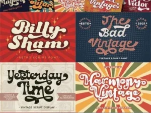 the retro vintage font bundle 17 fonts