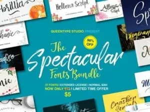 the spectacular font bundle 27 in 1 font bundle