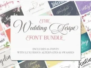 the wedding script font bundle 26 fonts