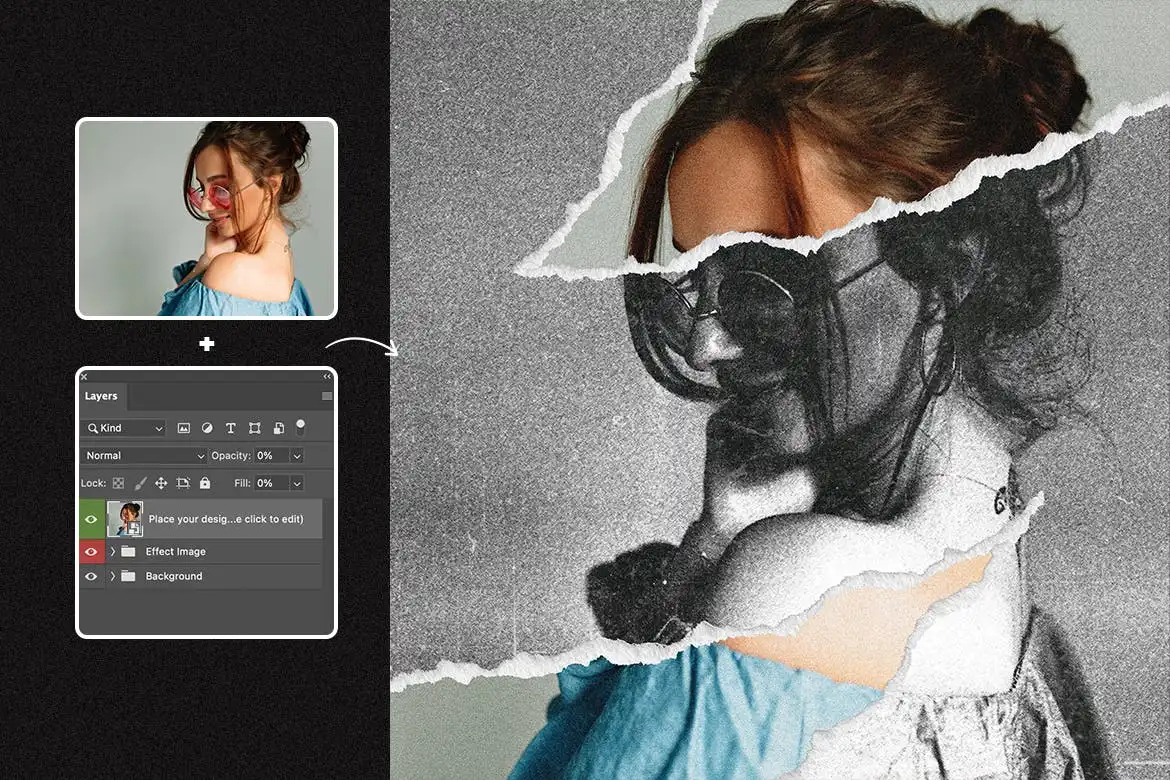 Torn Paper and Sketch Effect for Square Flyer