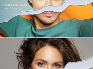 torn paper sheet photo effect mockup 1