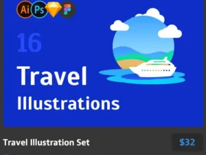 travel illustration set