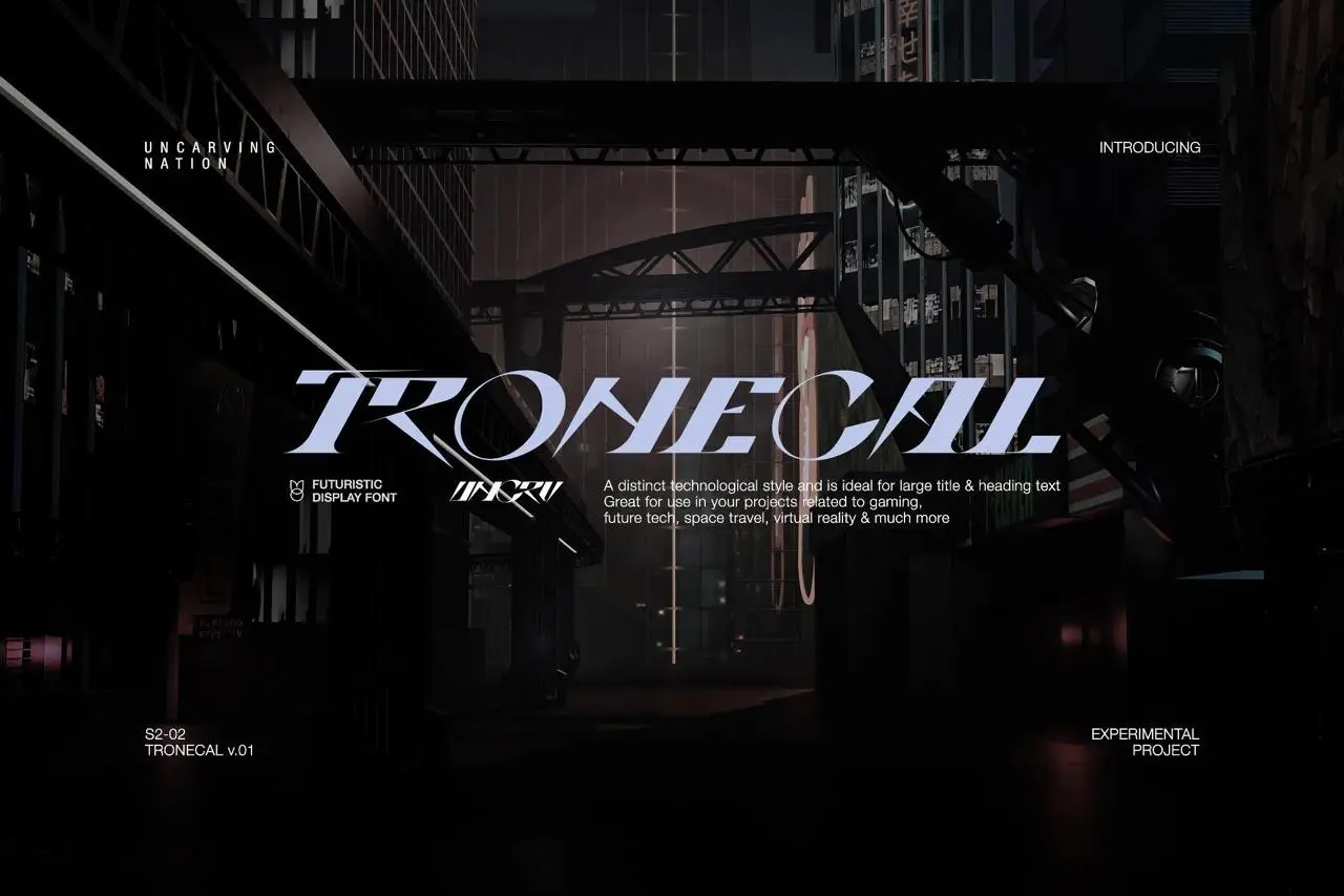 Tronecal Display Font by Uncarving