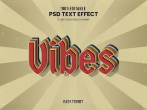 vibes retro vintage 3d text effect