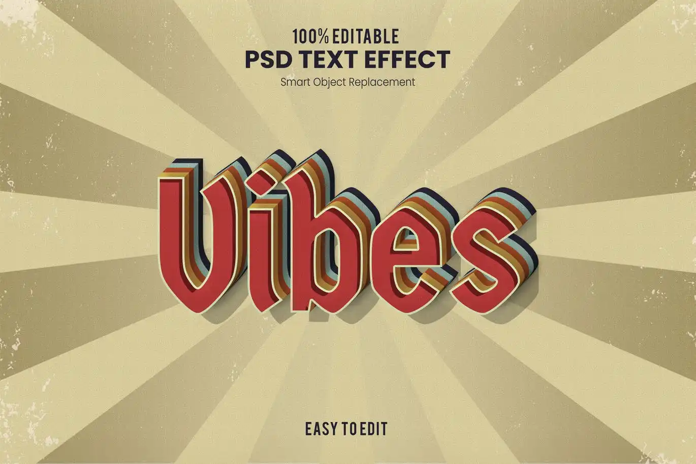 Vibes-Retro Vintage 3D Text Effect