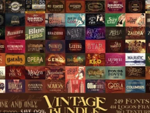 vintage bundle 249 fonts 414 logos