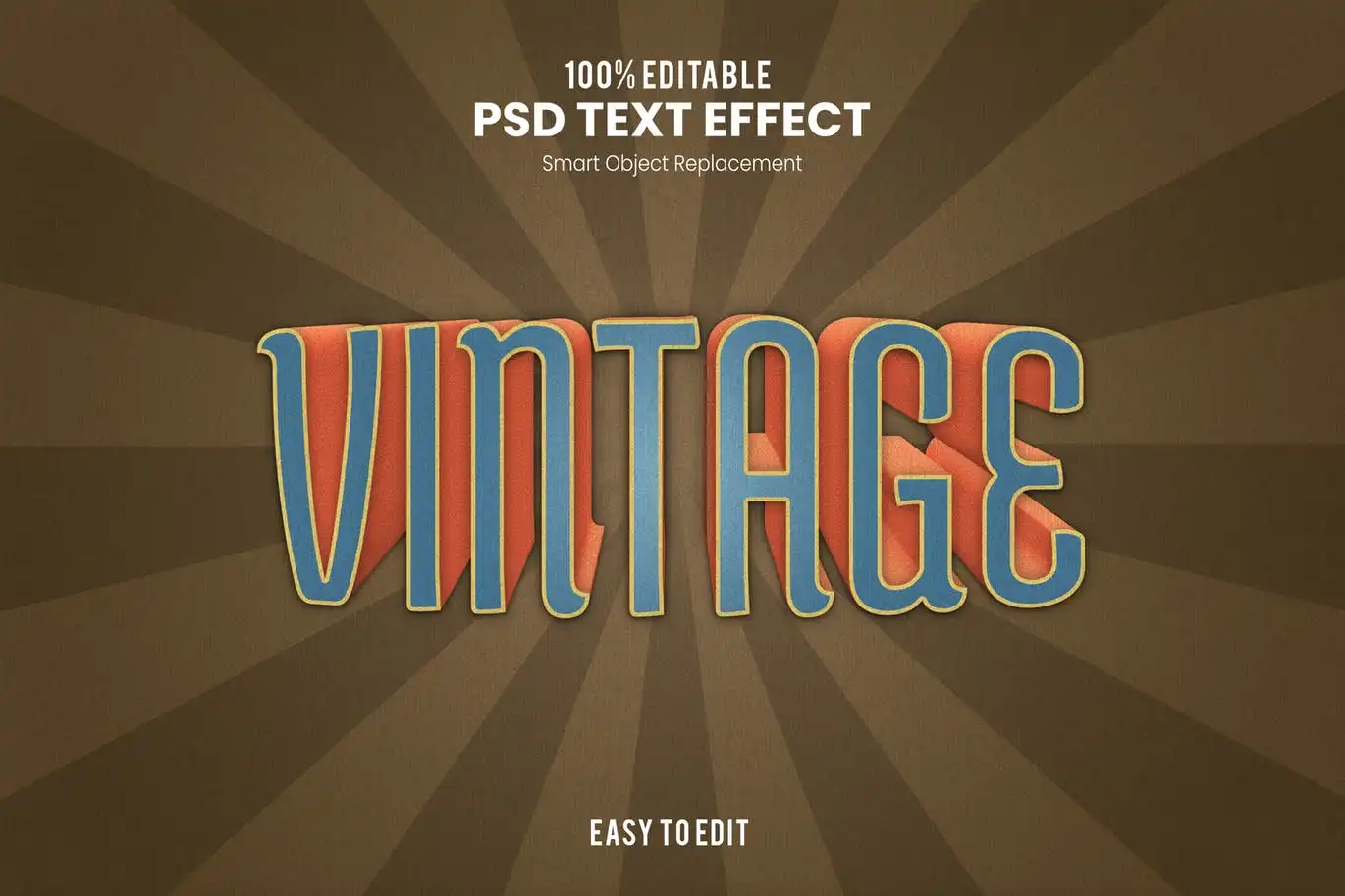 Vintage-Retro Bold 3D Text Effect