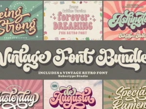 vintage retro font bundle