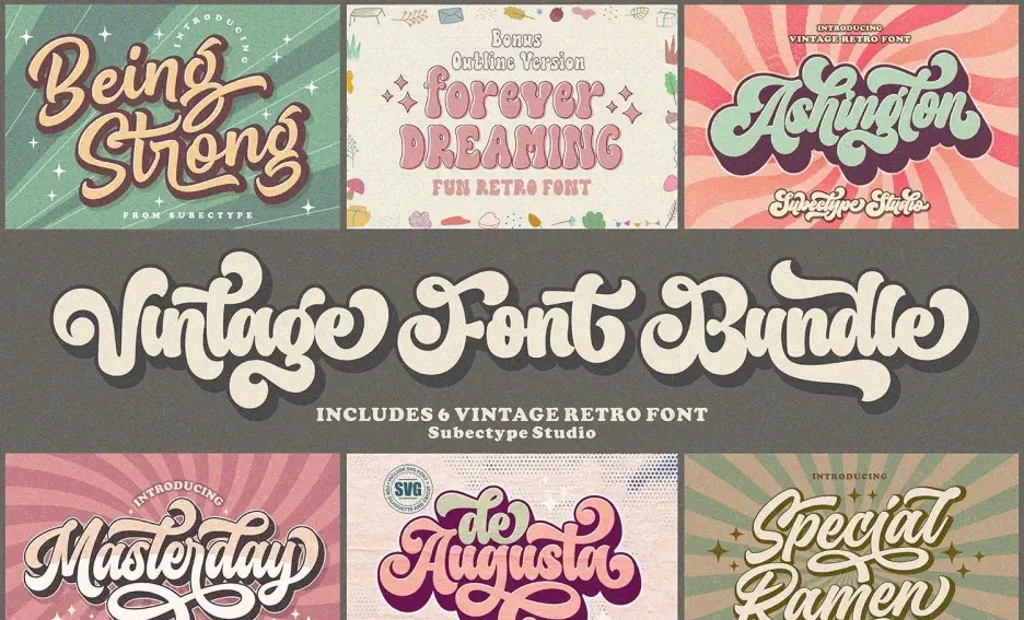 Vintage Retro Font Bundle