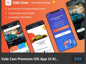 vola cars premium ios app ui kit sketch