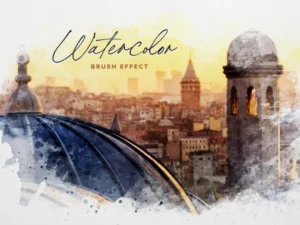 watercolor dry brush effect mockup