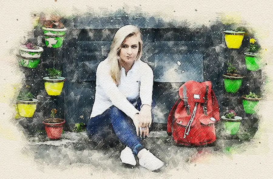 Watercolor & Pencil Photoshop Action 14 watercolor pencil photoshop action 1
