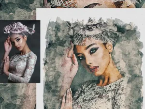 watercolor portrait artist action for photoshop 6